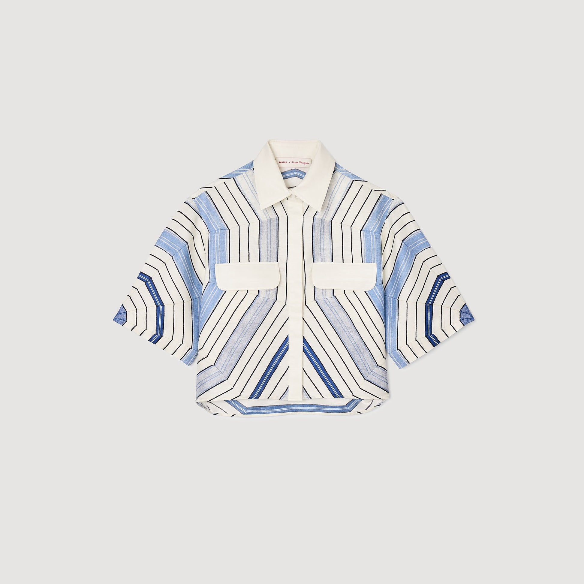 Sandro Spiral-motif silk shirt Sky Blue
