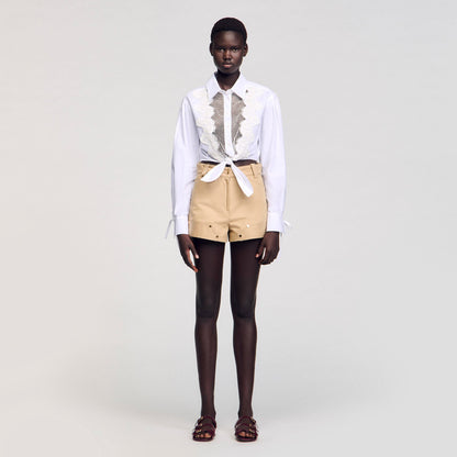 Sandro Lace bib shirt White