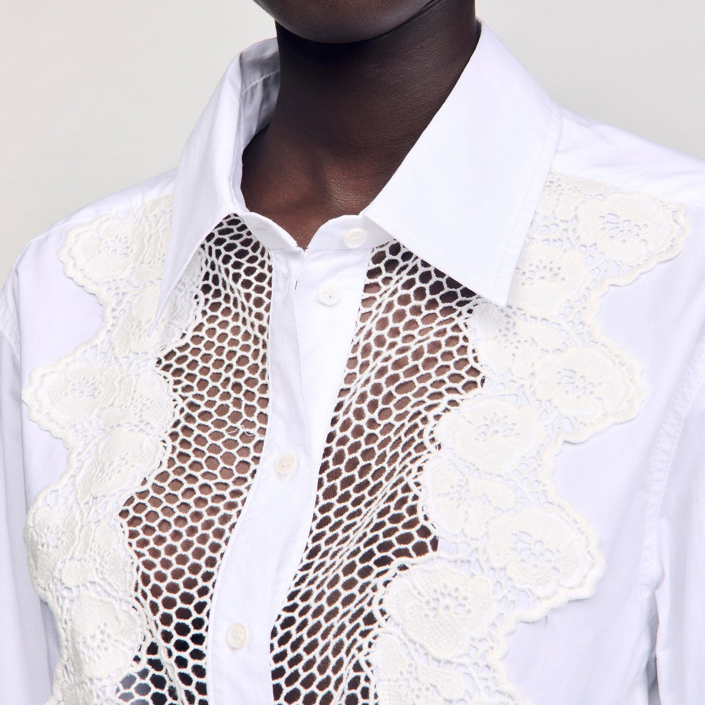 Sandro Lace bib shirt White