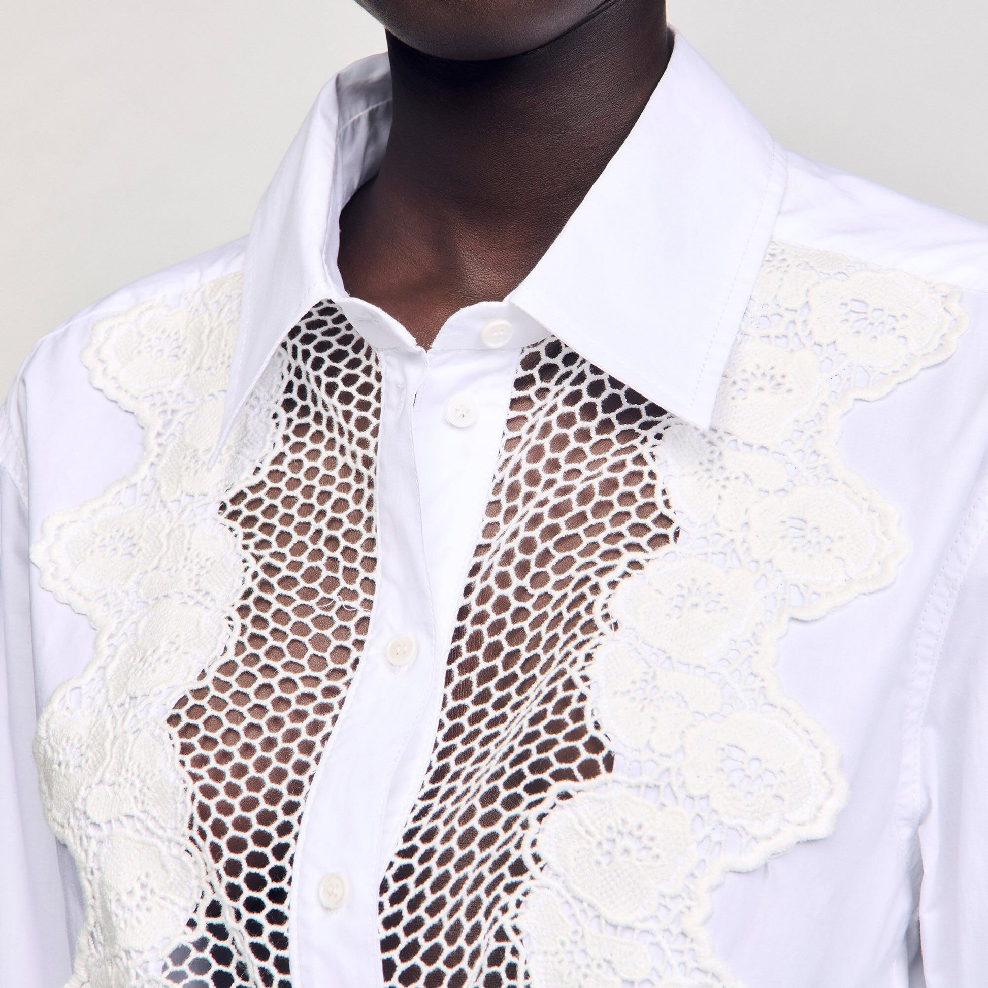 Sandro Lace bib shirt White