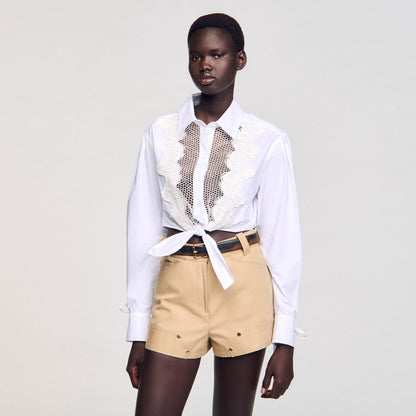 Sandro Lace bib shirt White