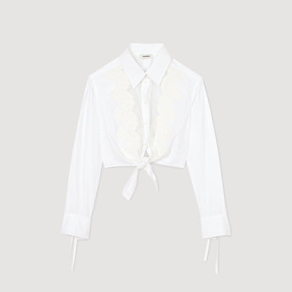 Sandro Lace bib shirt White