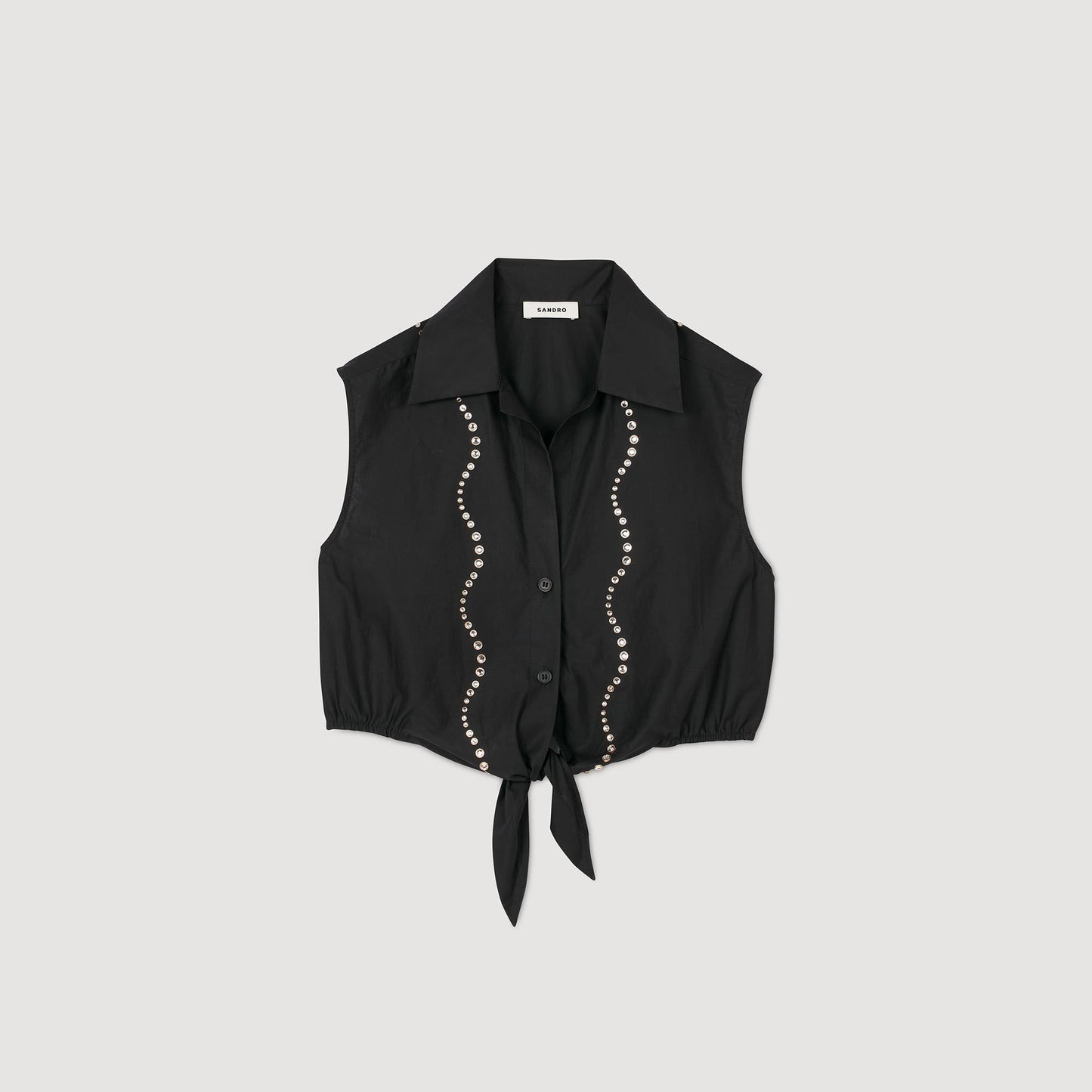 Sandro Rhinestone cropped shirt Black