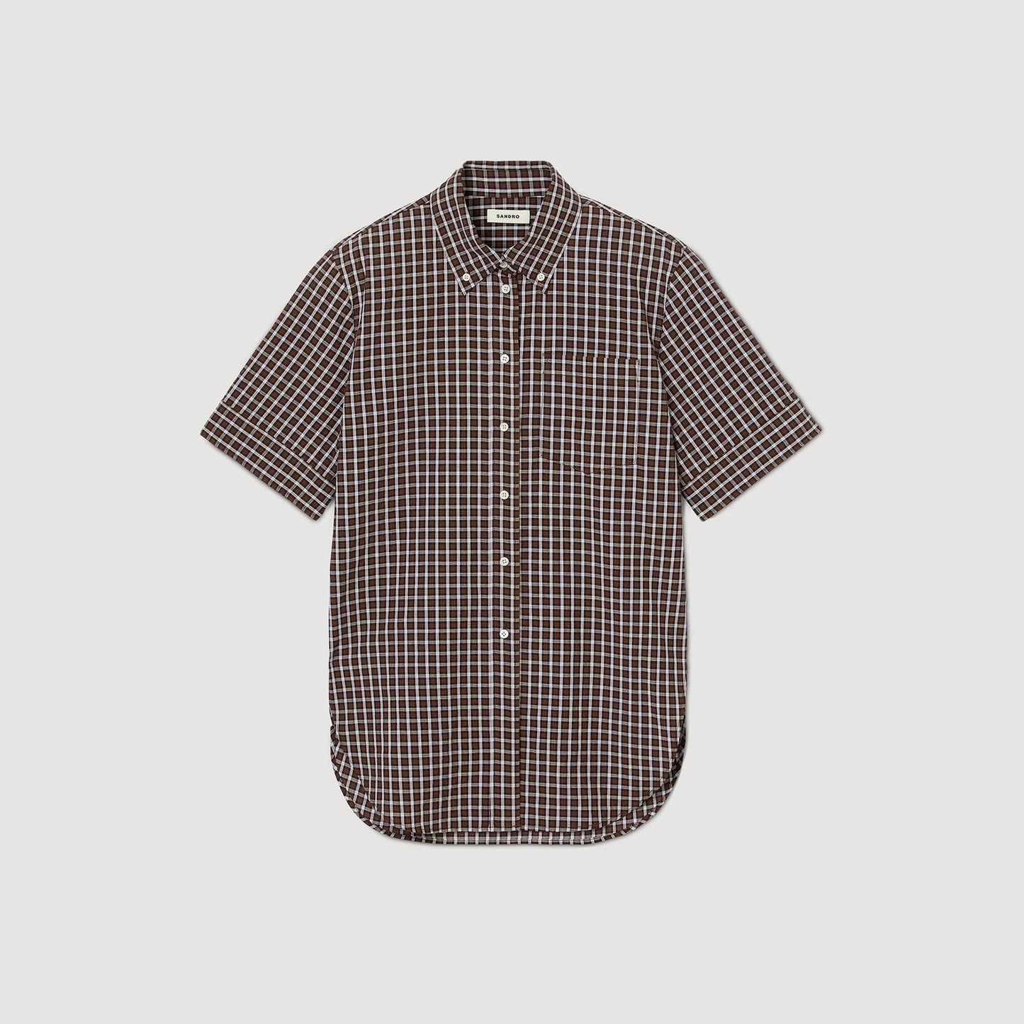Sandro Oversized checkered shirt Brown