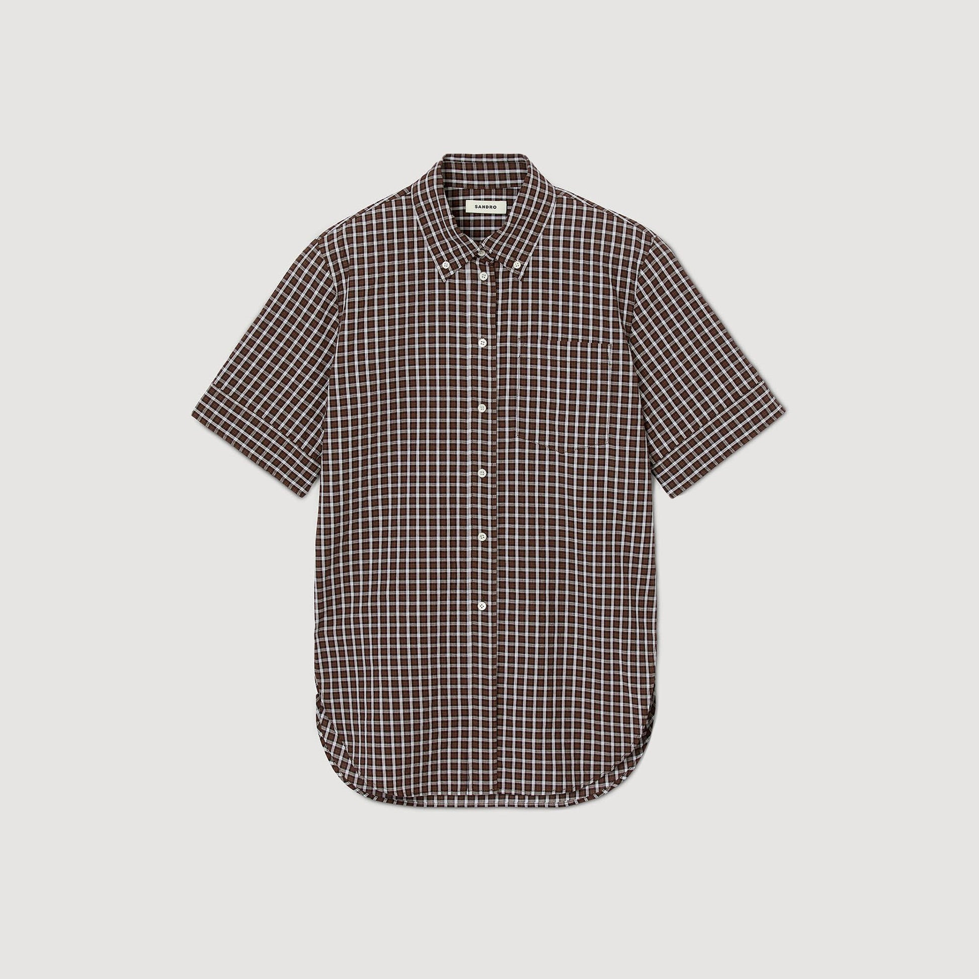 Sandro Oversized checkered shirt Brown
