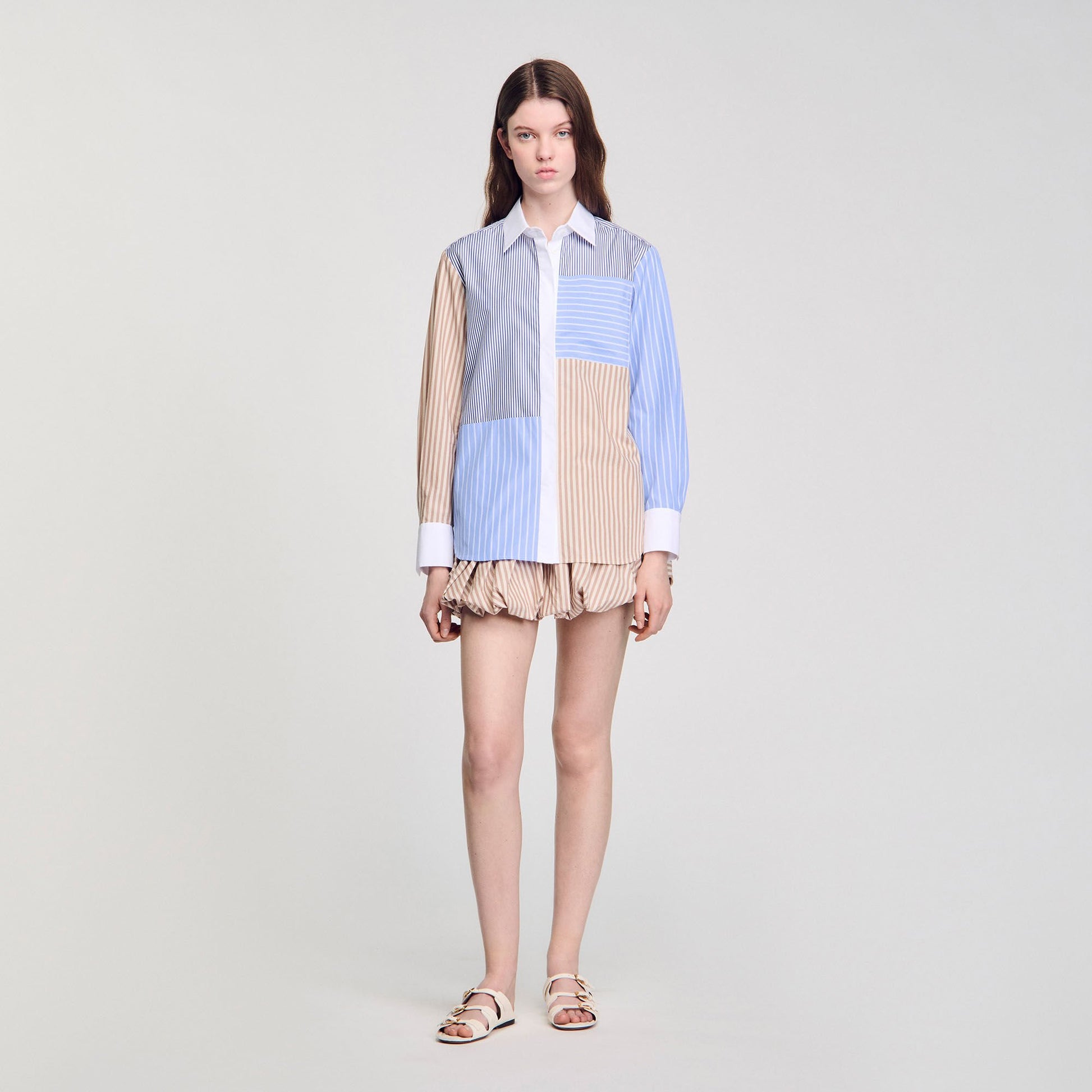 Sandro Striped mix shirt Sand / Camel