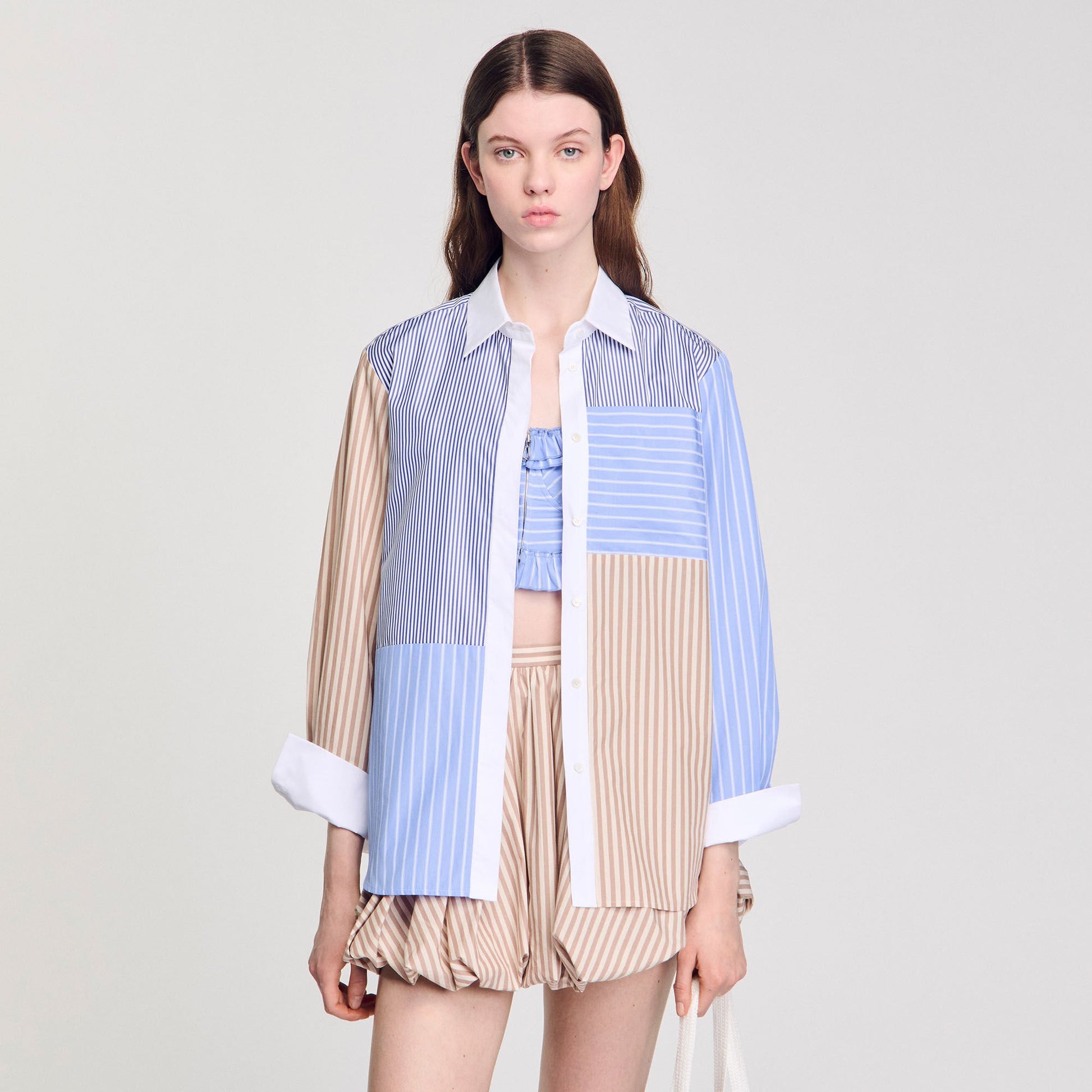 Sandro Striped mix shirt Sand / Camel
