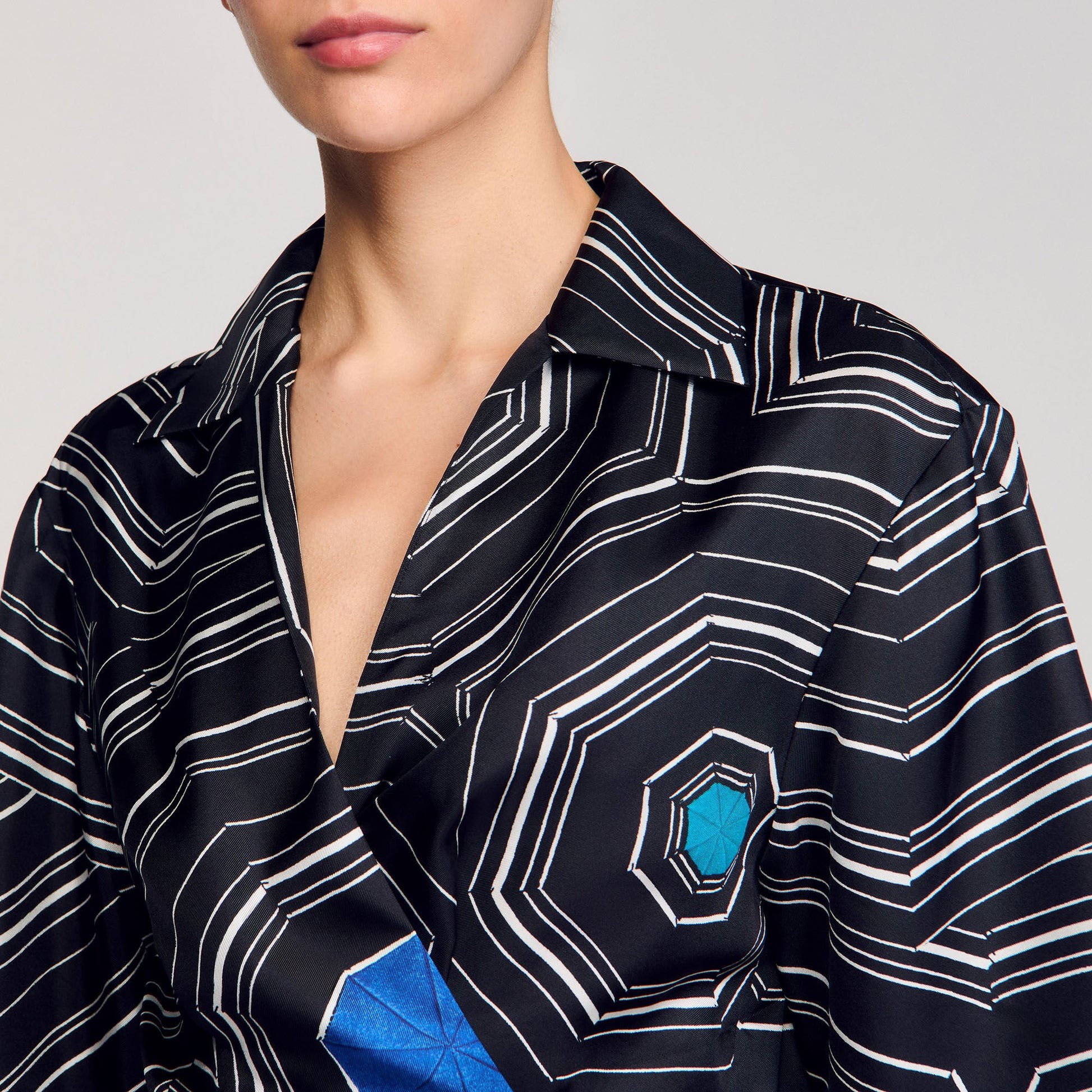 Sandro Spiral-motif silk shirt Black