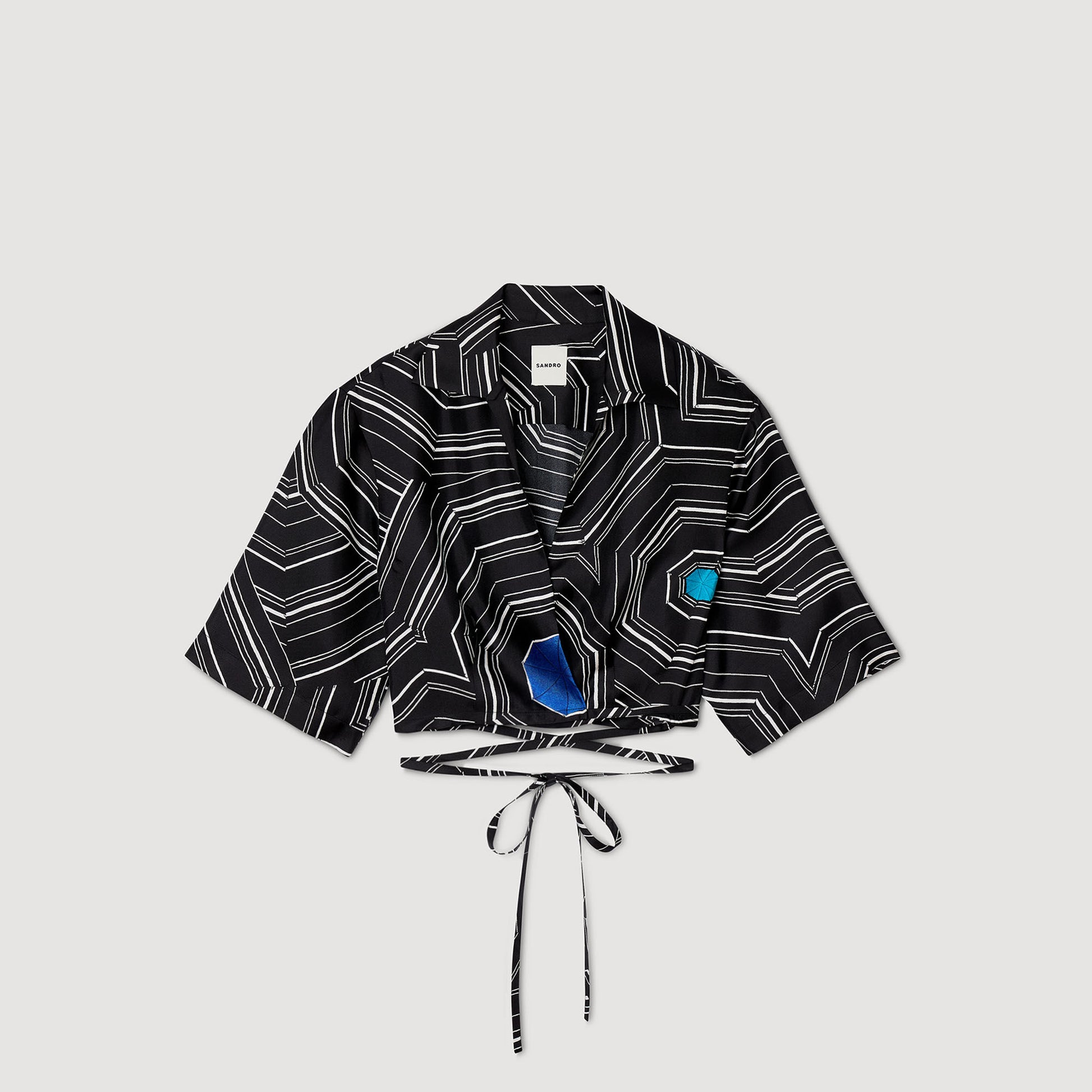 Sandro Spiral-motif silk shirt Black