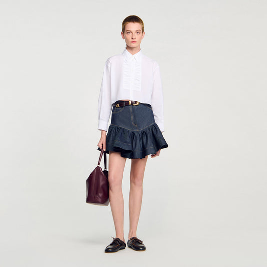 Sandro Cropped shirt with bow detail White