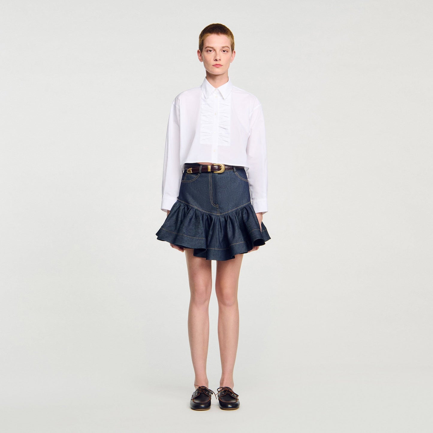 Sandro Cropped shirt with bow detail White