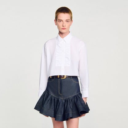 Sandro Cropped shirt with bow detail White