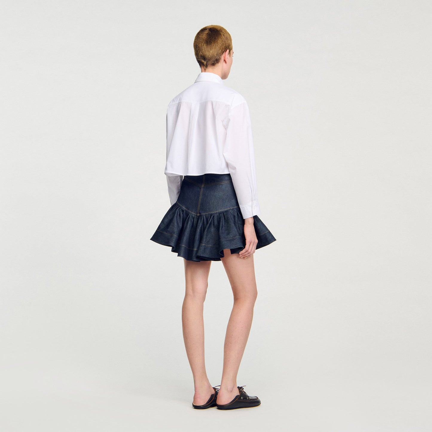 Sandro Cropped shirt with bow detail White