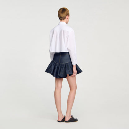 Sandro Cropped shirt with bow detail White
