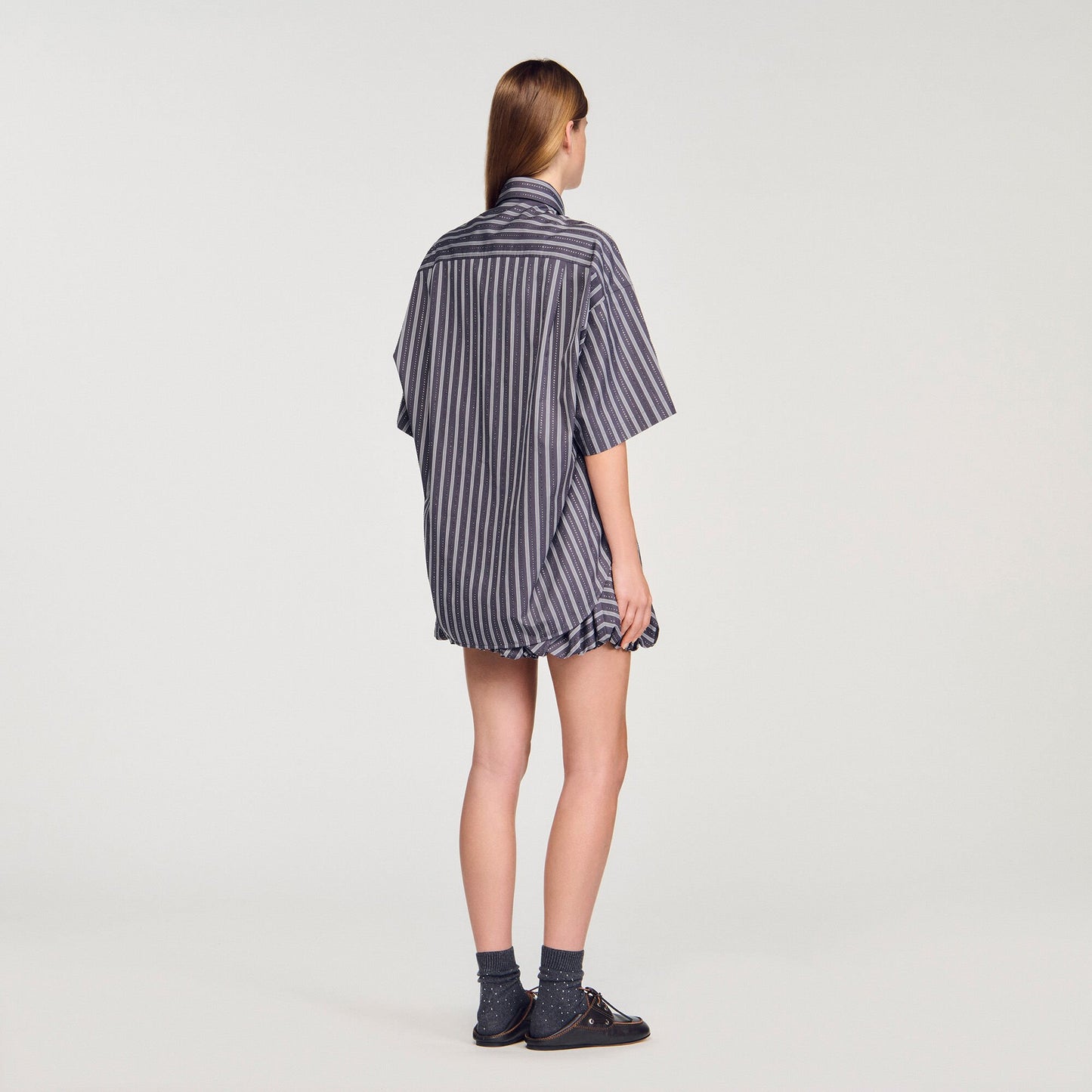 Sandro Oversized striped rhinestone shirt Grey