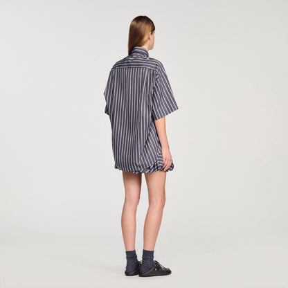 Sandro Oversized striped rhinestone shirt Grey