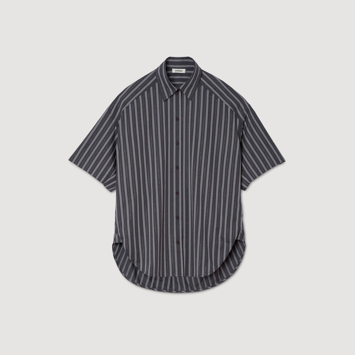 Sandro Oversized striped rhinestone shirt Grey