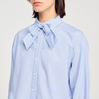 Sandro Bow collar shirt Ciel / Blanc