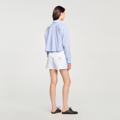 Sandro Bow collar shirt Ciel / Blanc