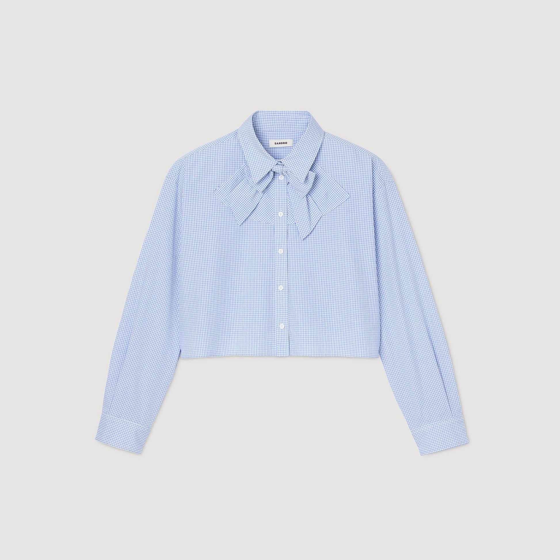 Sandro Bow collar shirt Ciel / Blanc
