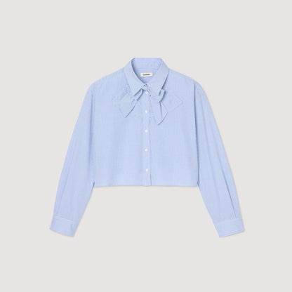 Sandro Bow collar shirt Ciel / Blanc