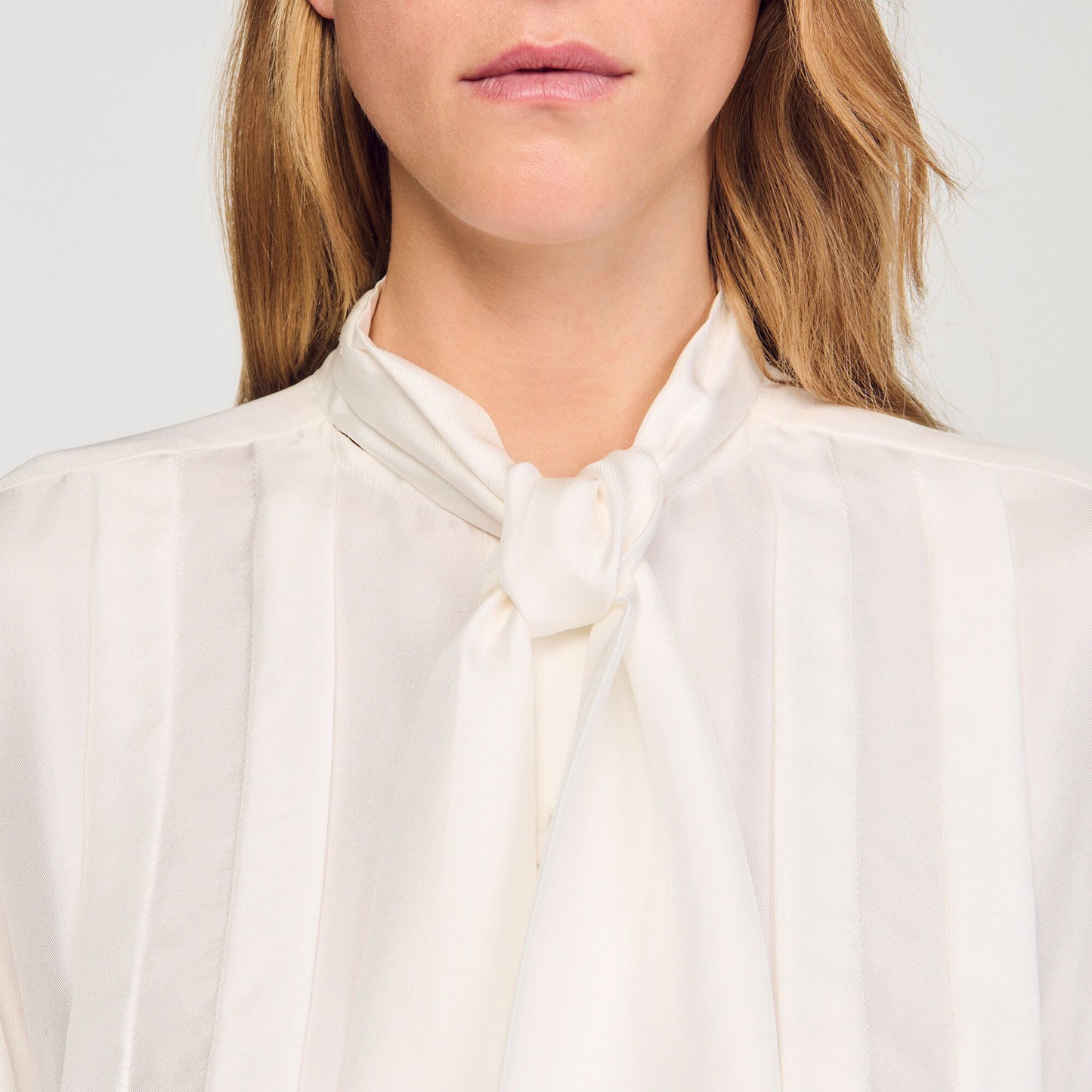 Sandro Silk lavallière shirt Ecru
