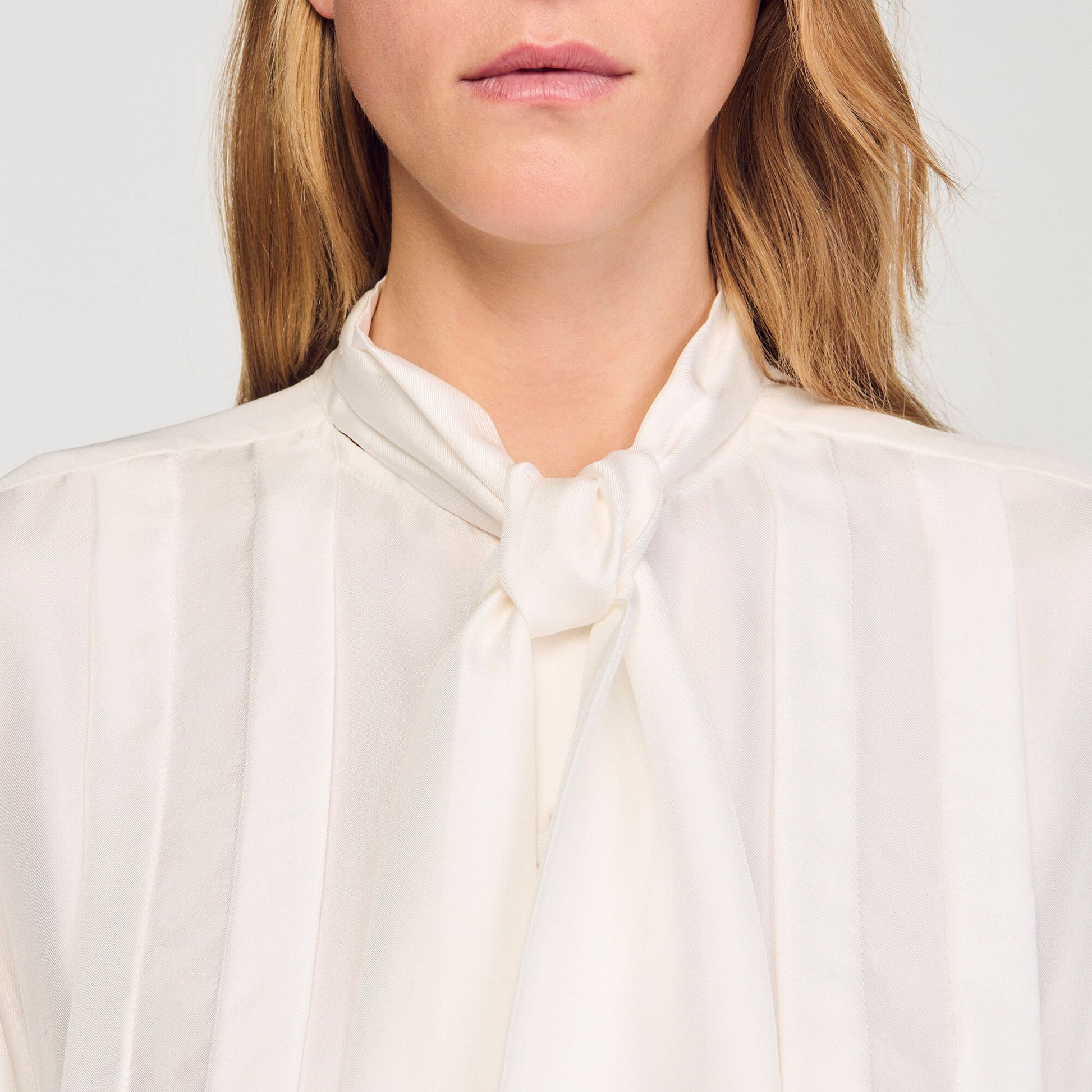 Sandro Silk lavallière shirt Ecru