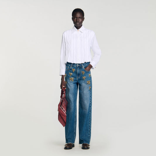 Sandro Pleated cropped shirt White