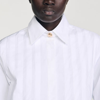 Sandro Pleated cropped shirt White