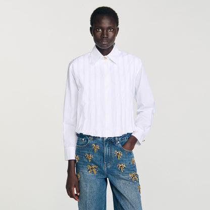 Sandro Pleated cropped shirt White