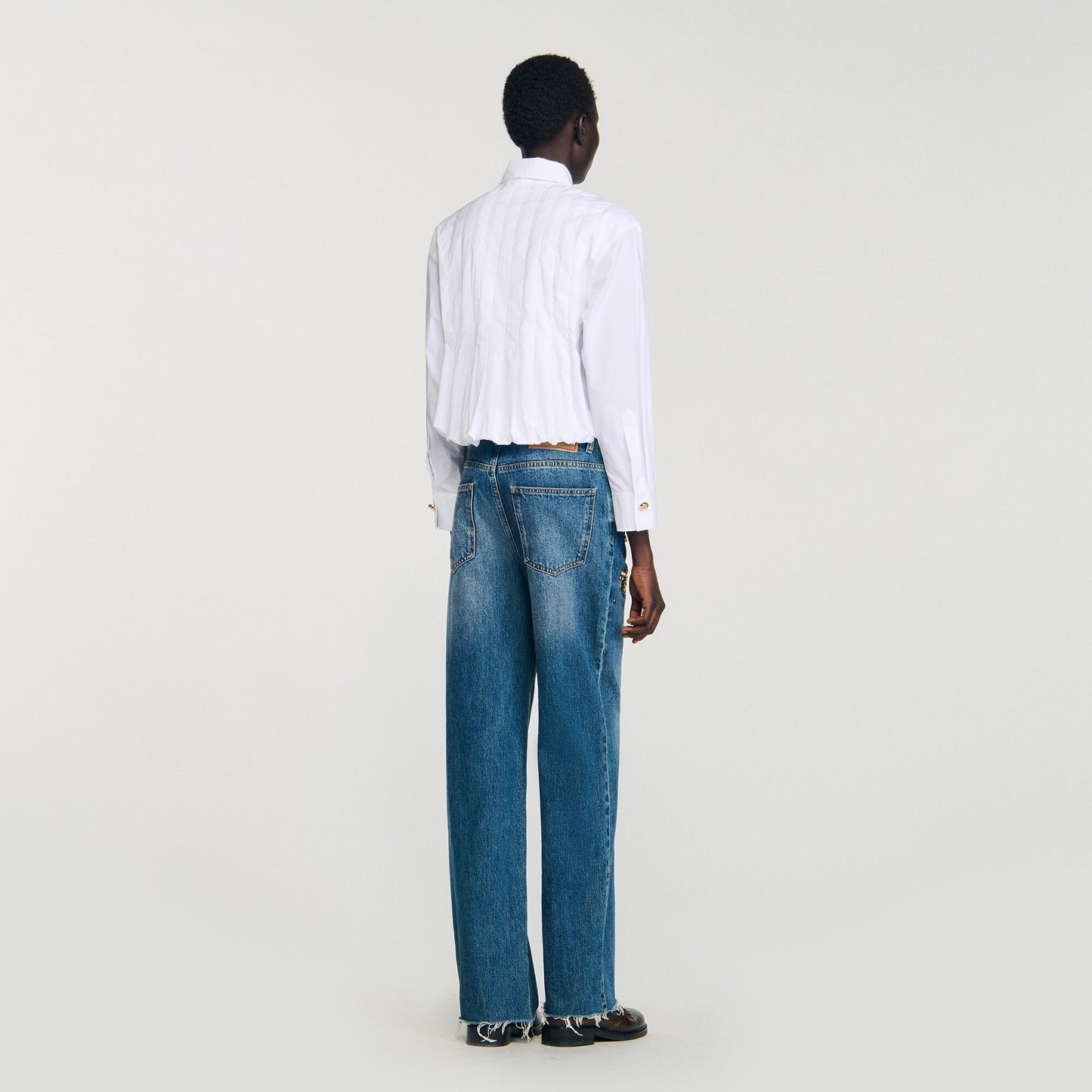 Sandro Pleated cropped shirt White