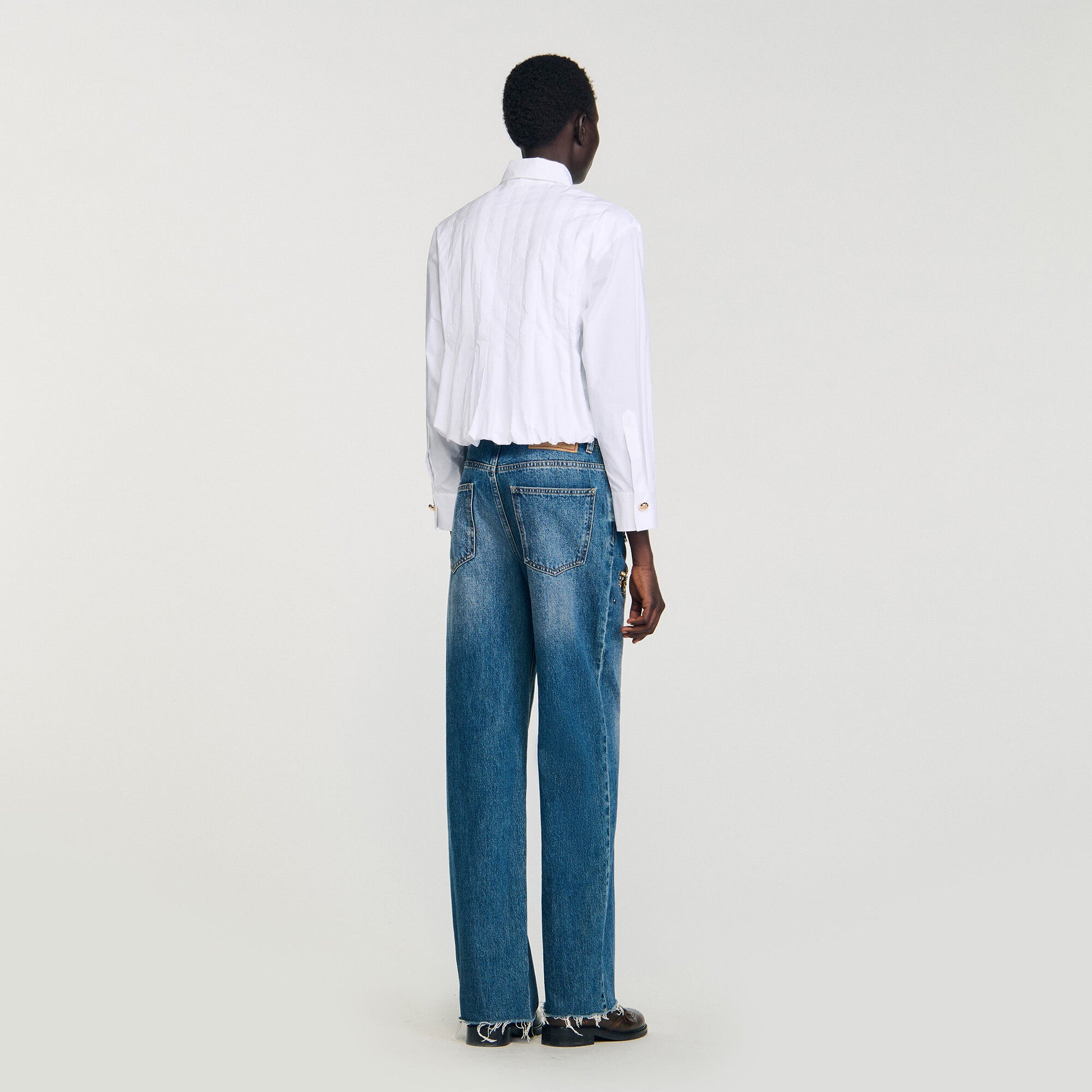 Sandro Pleated cropped shirt White