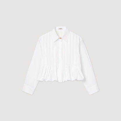 Sandro Pleated cropped shirt White