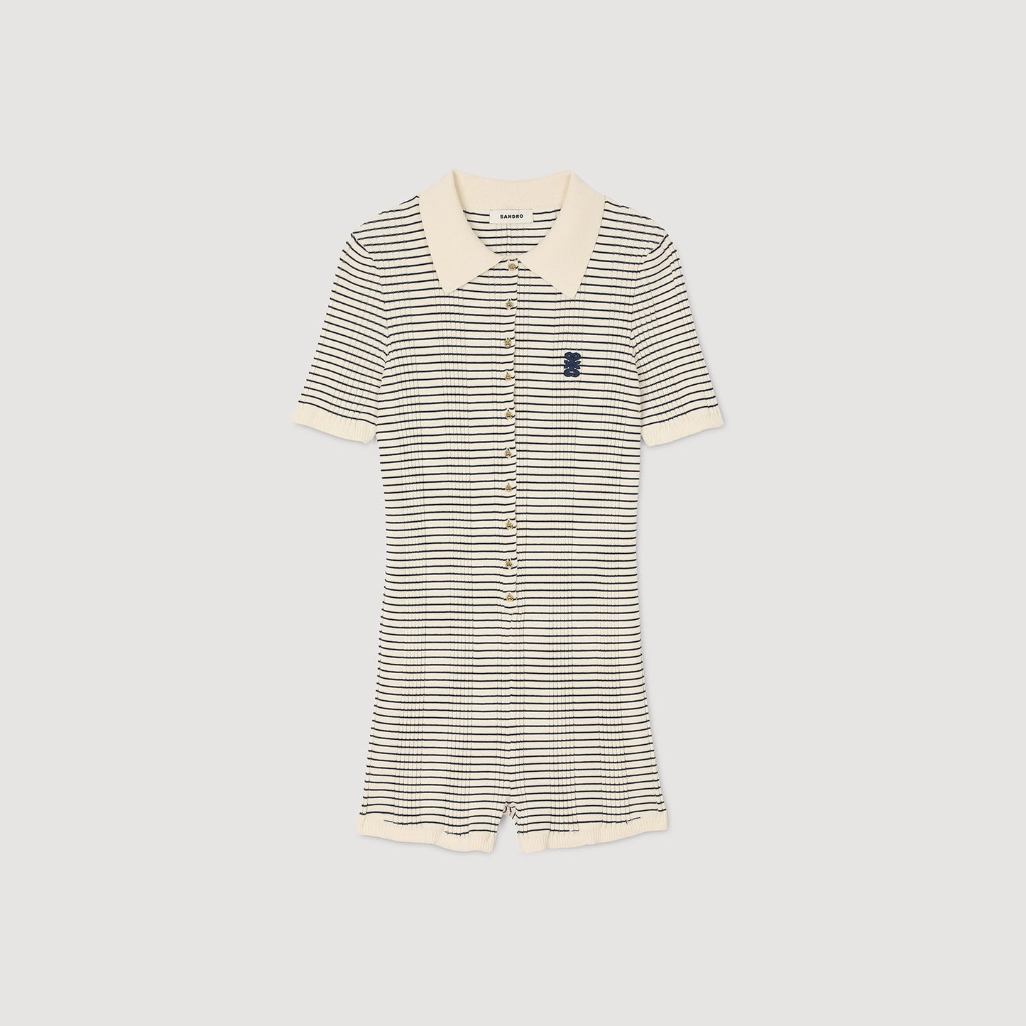 Sandro Striped knit jumpsuit Ecru