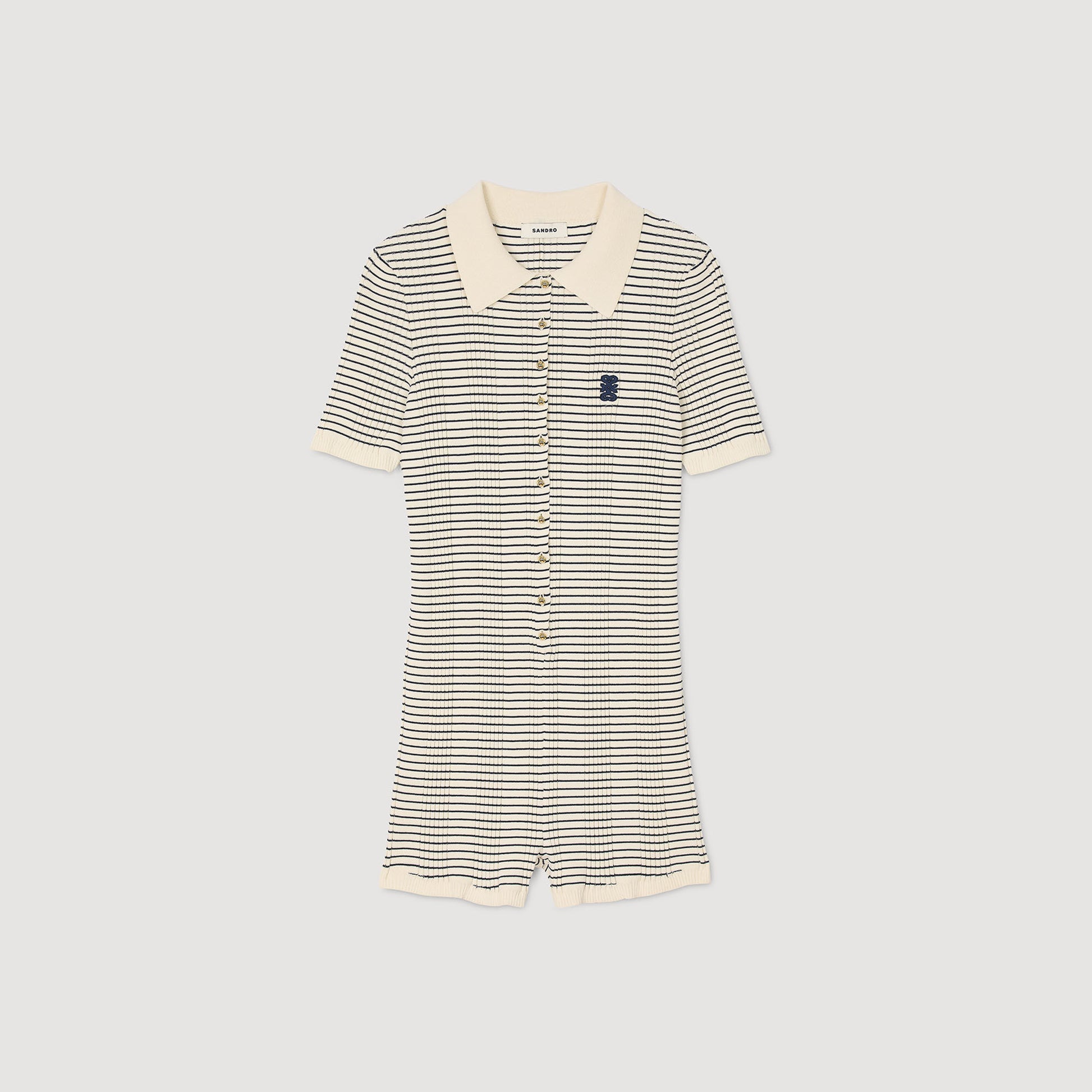 Sandro Striped knit jumpsuit Ecru