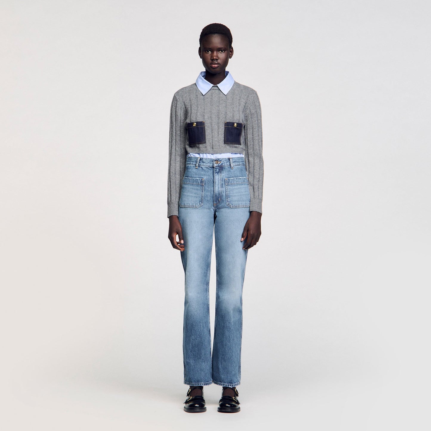 Sandro Flared faded jeans Blue Jean