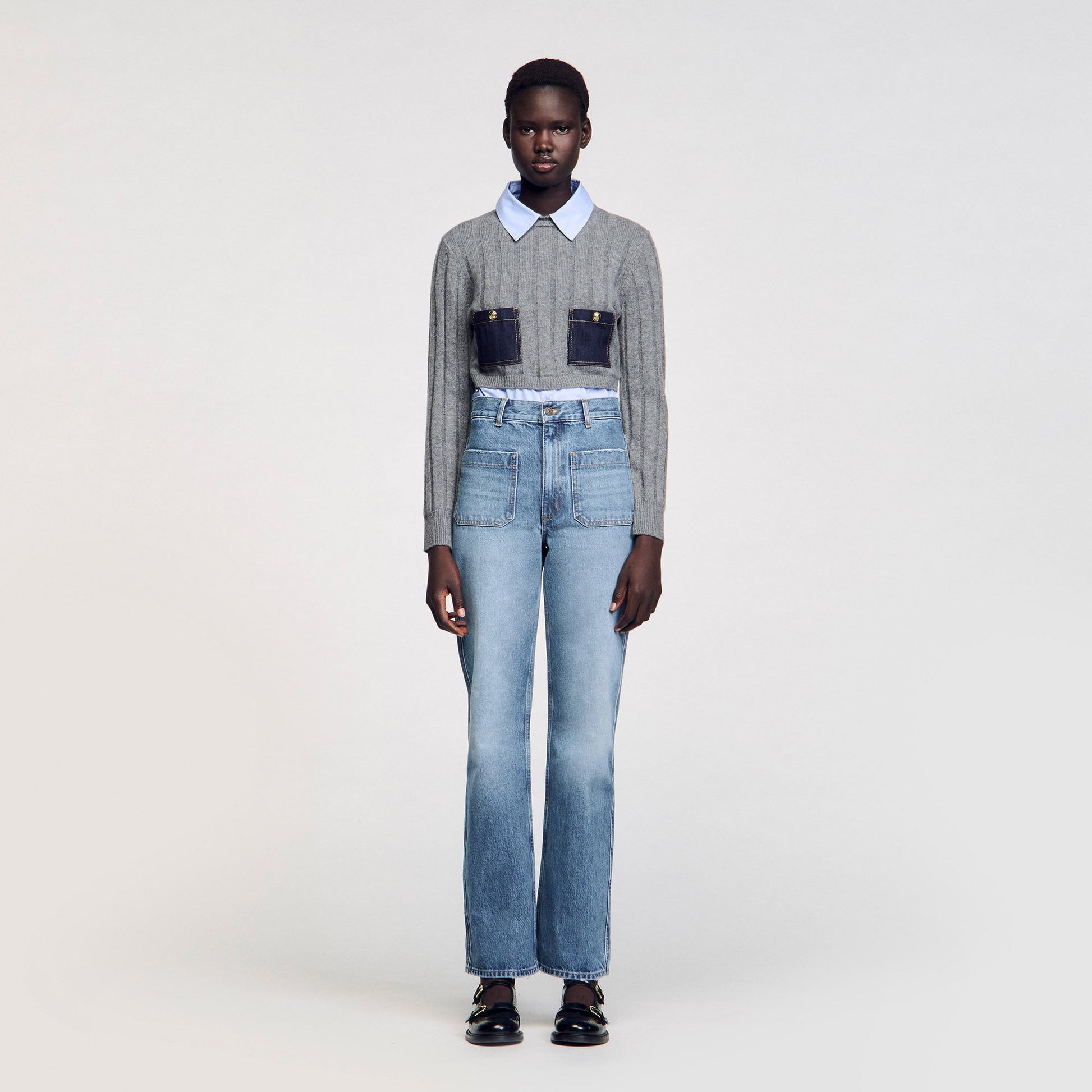 Sandro Flared faded jeans Blue Jean