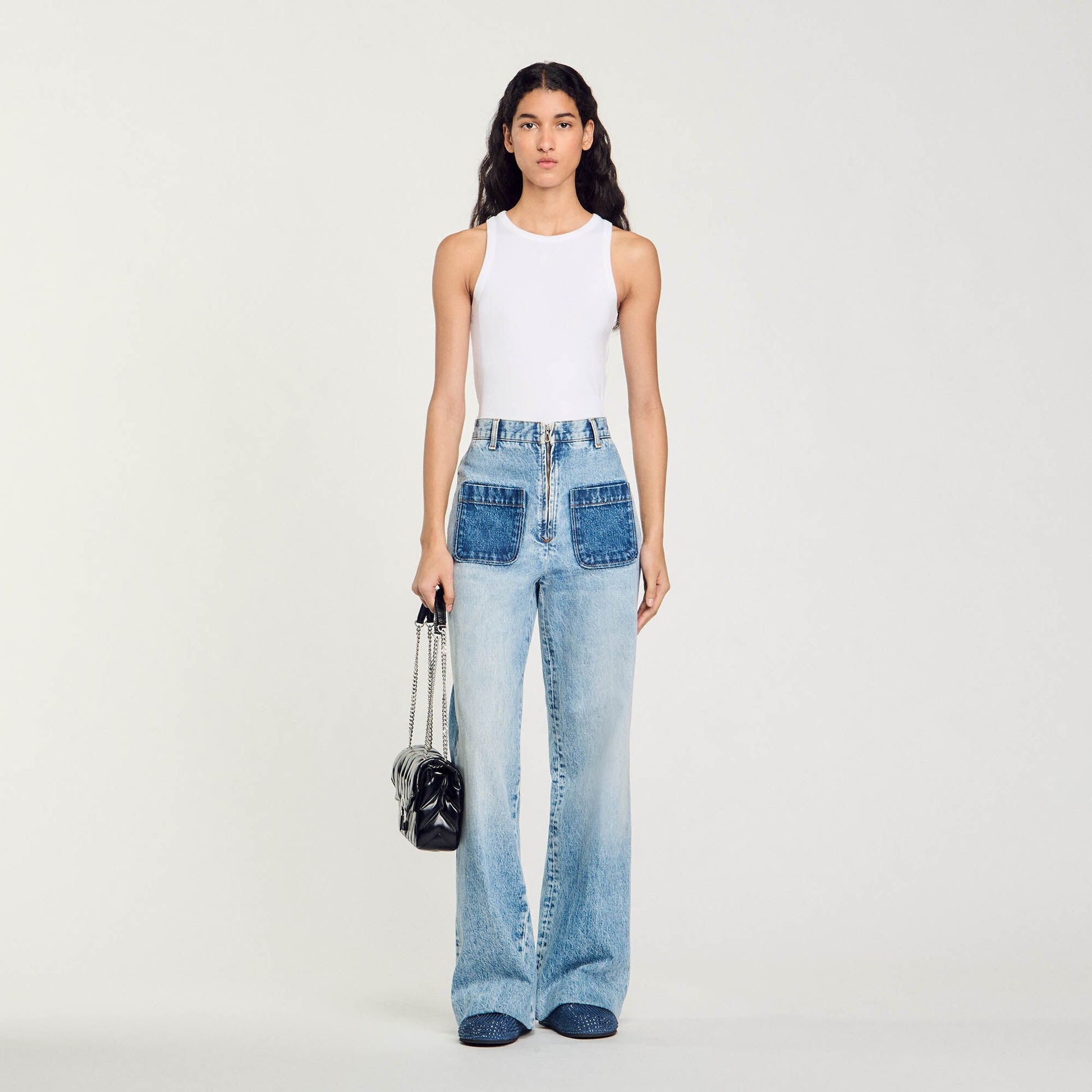 Sandro High-rise jeans Light Bu Jean