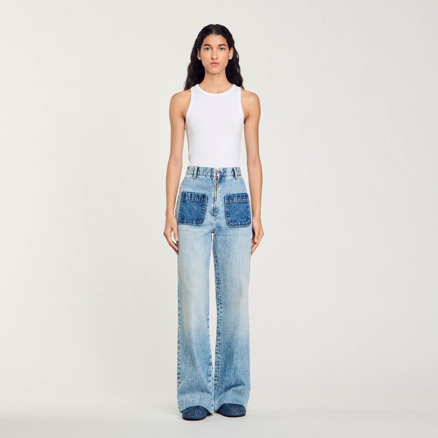 Sandro High-rise jeans Light Bu Jean