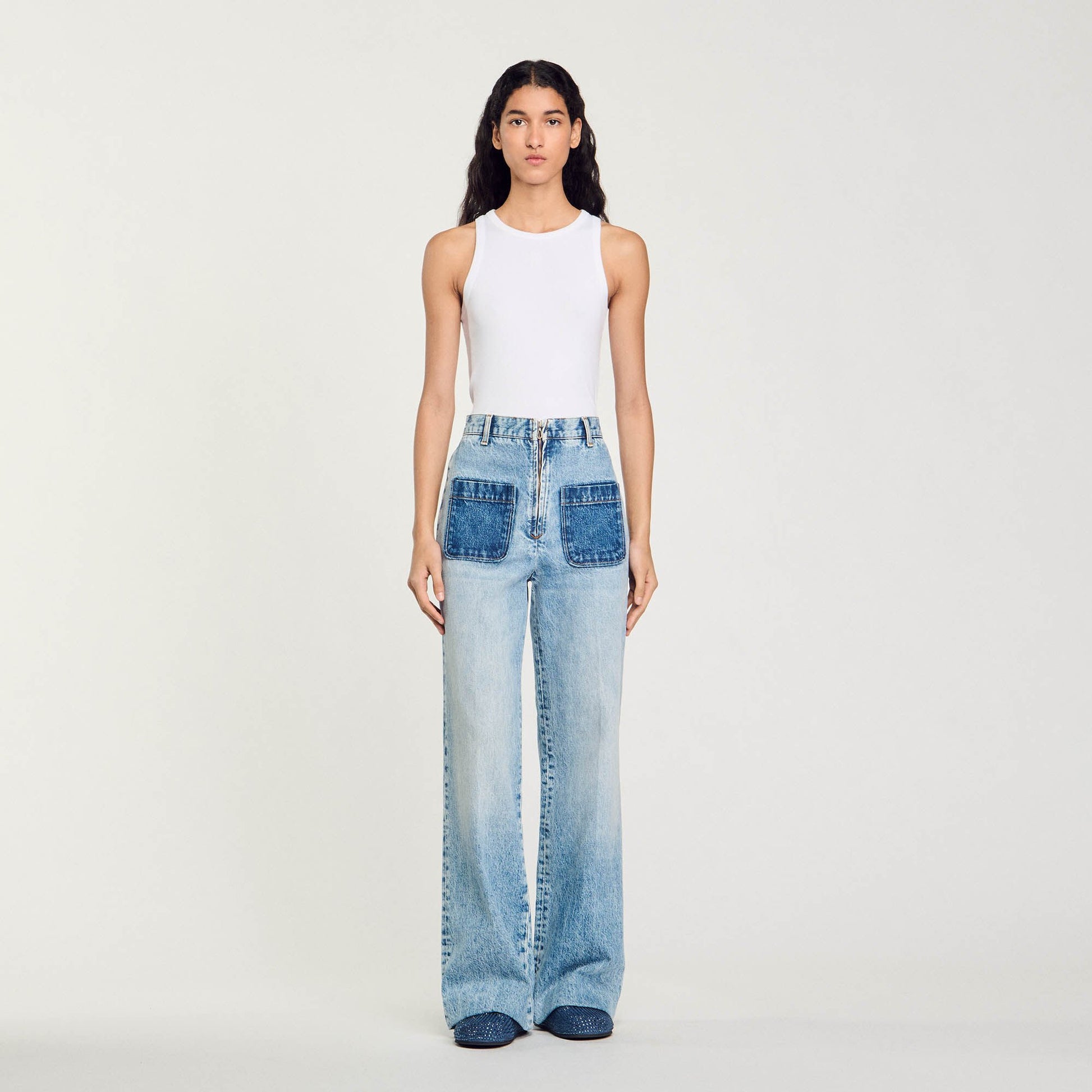 Sandro High-rise jeans Light Bu Jean