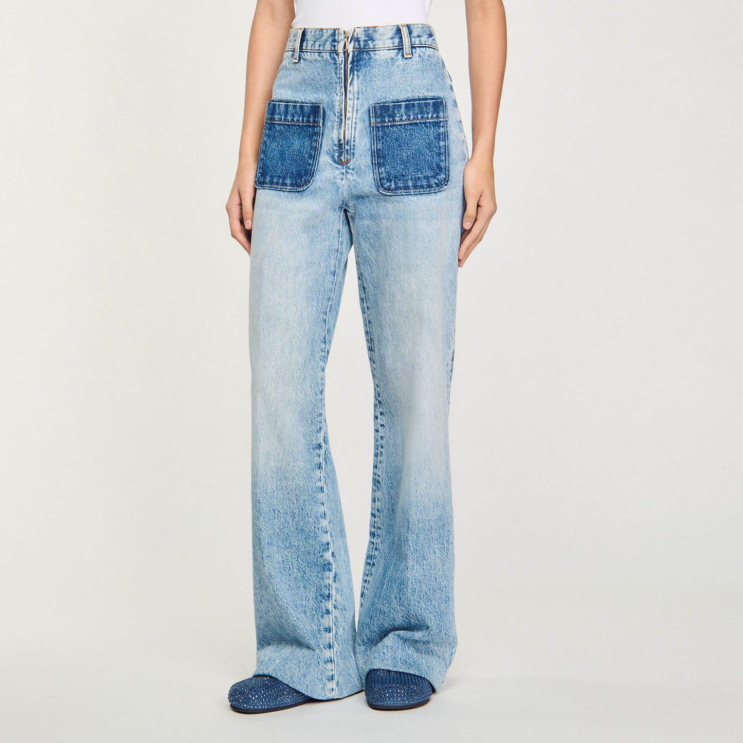 Sandro High-rise jeans Light Bu Jean