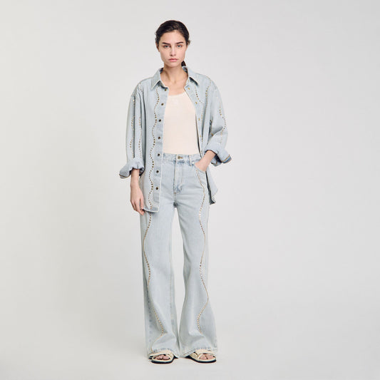 Sandro Jeans with rhinestone stripes Light Bu Jean