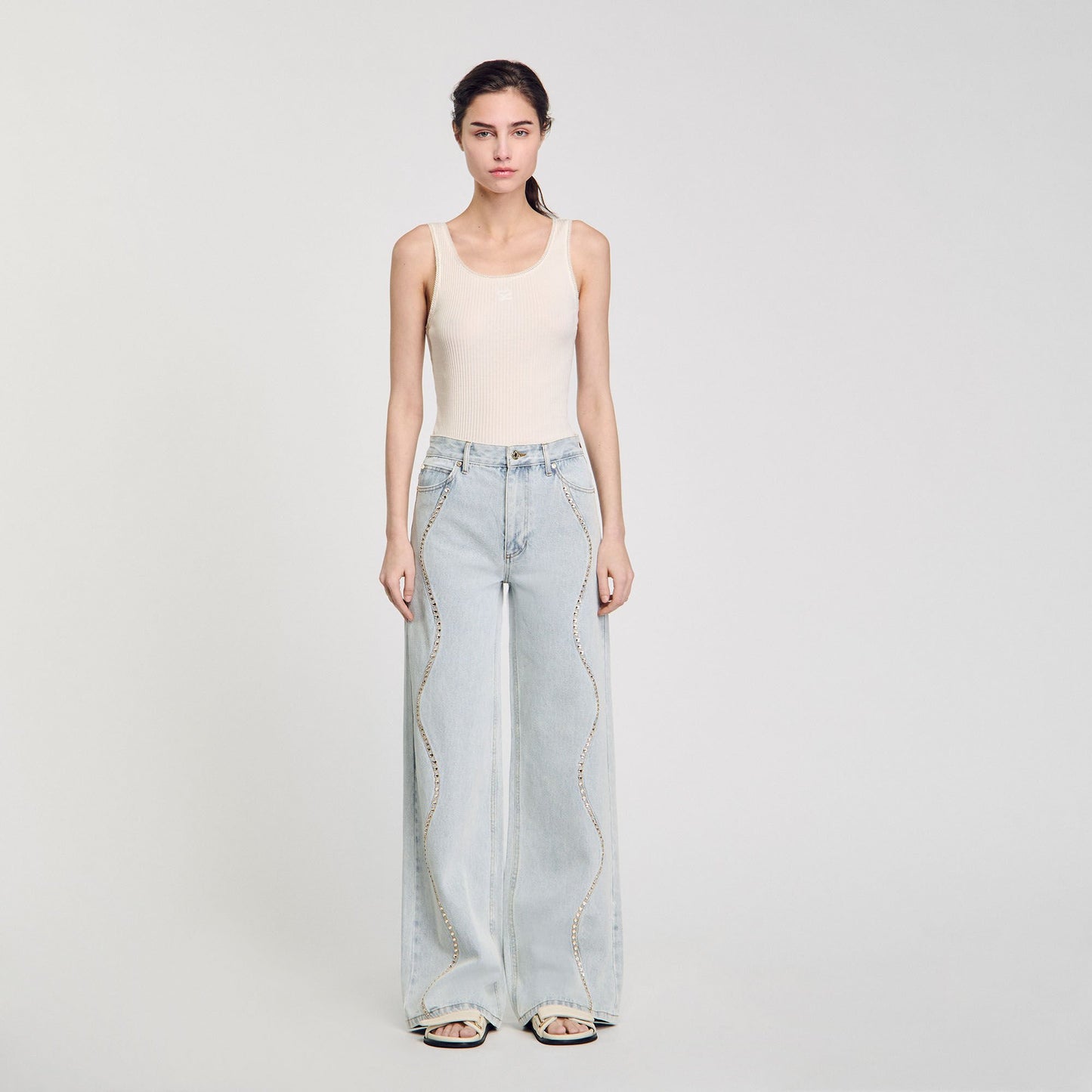 Sandro Jeans with rhinestone stripes Light Bu Jean