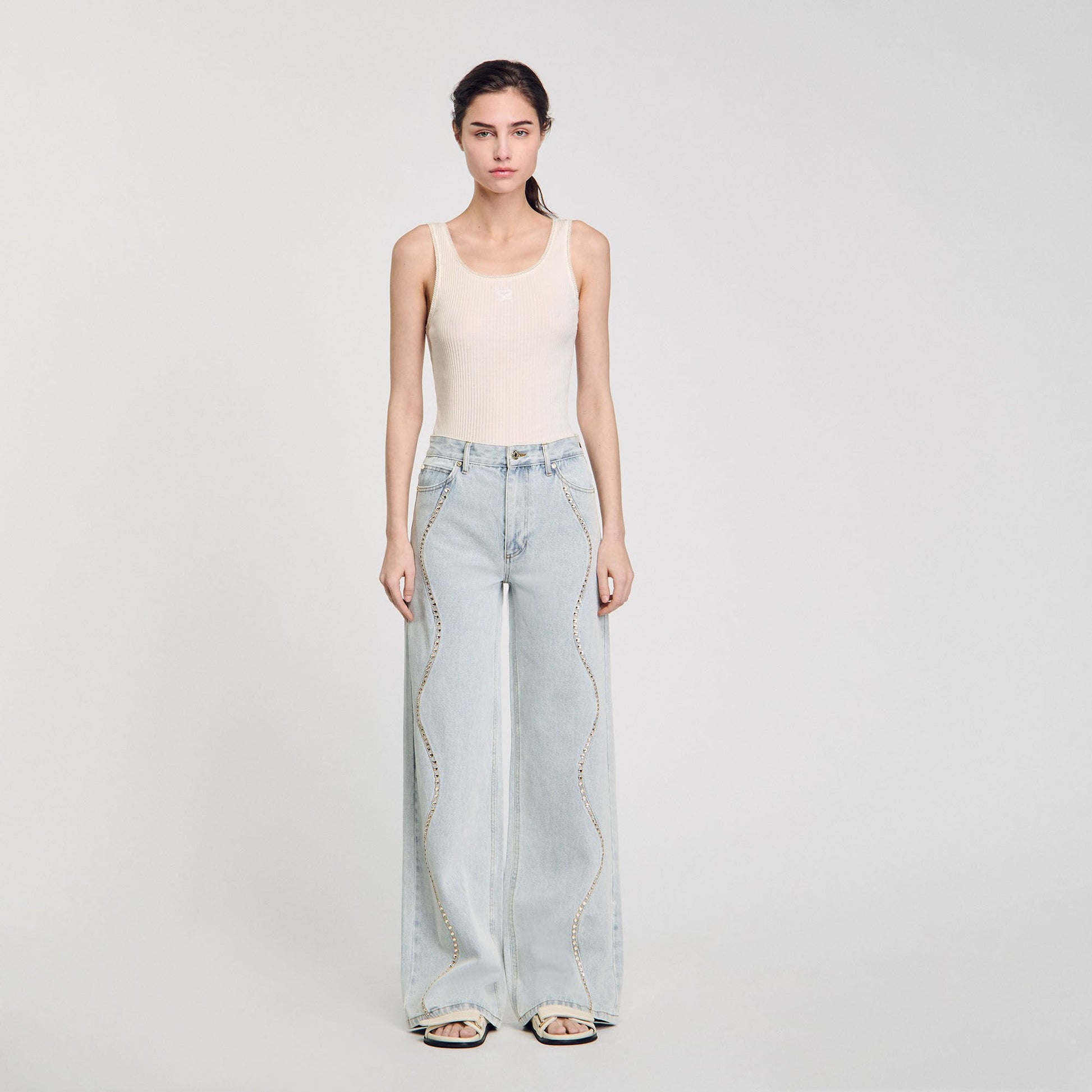 Sandro Jeans with rhinestone stripes Light Bu Jean