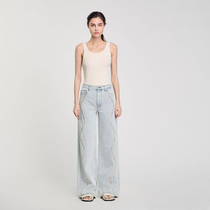 Sandro Jeans with rhinestone stripes Light Bu Jean