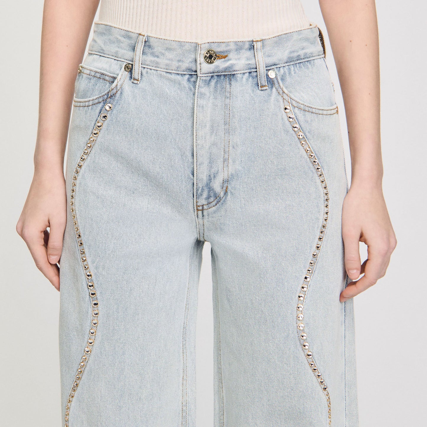 Sandro Jeans with rhinestone stripes Light Bu Jean