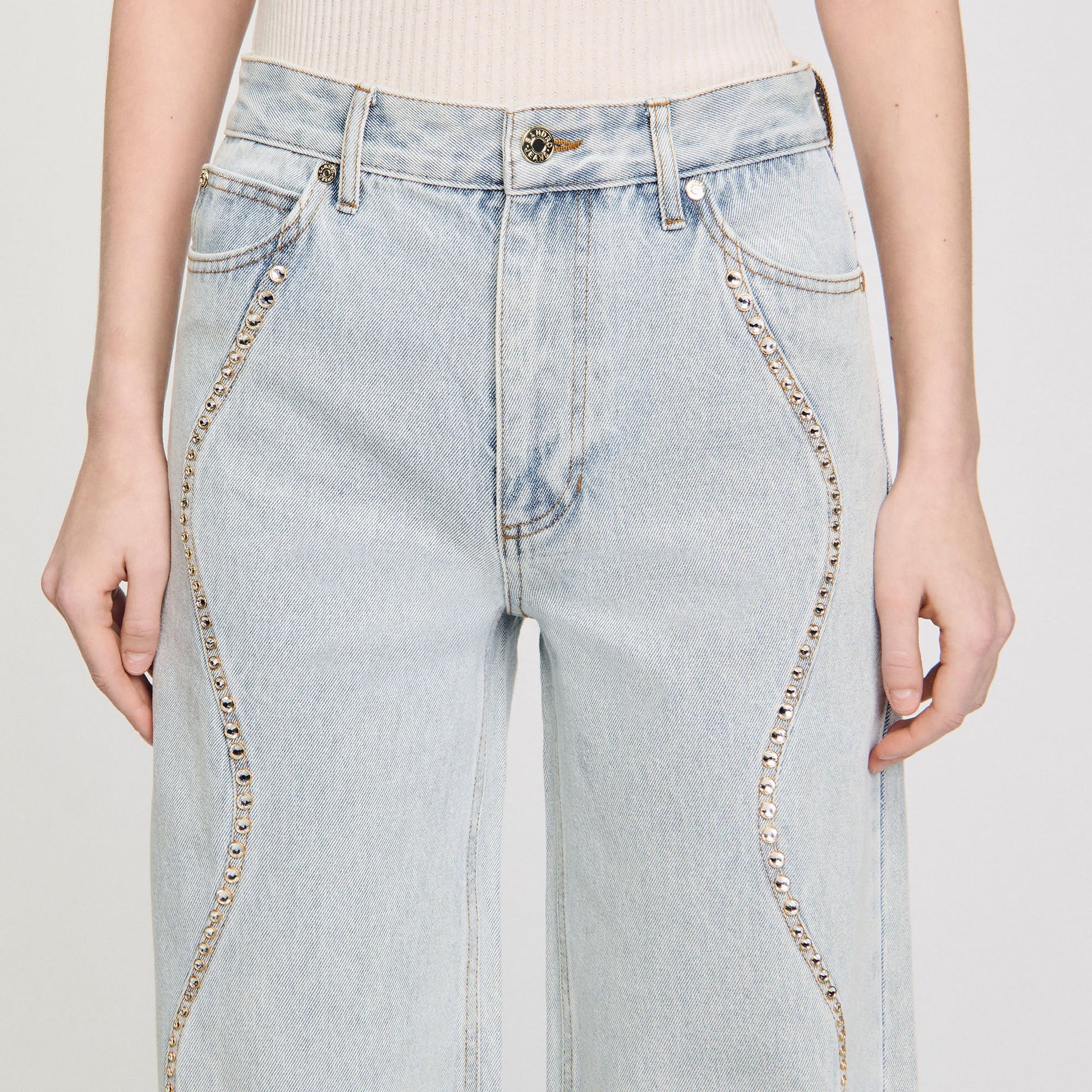 Sandro Jeans with rhinestone stripes Light Bu Jean