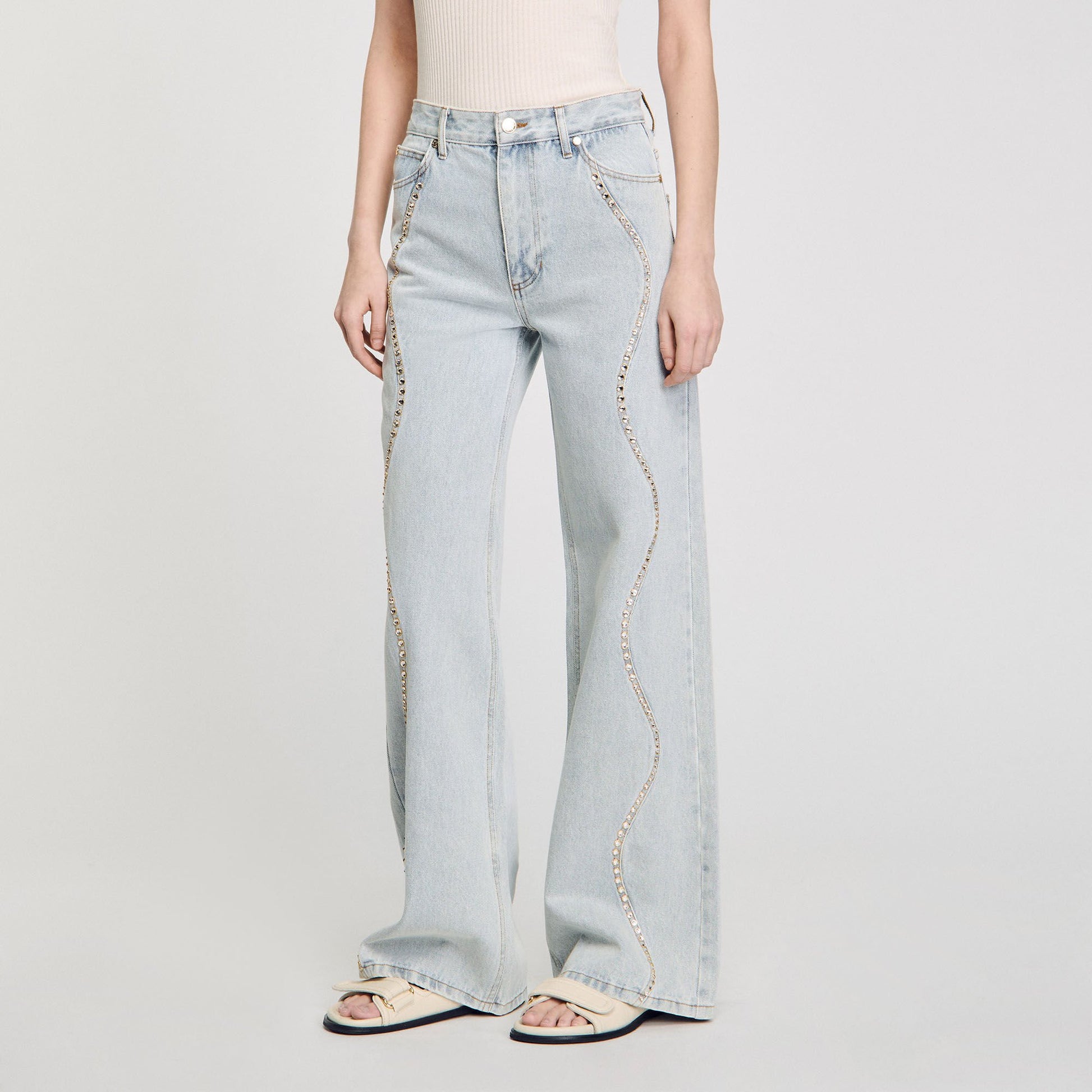 Sandro Jeans with rhinestone stripes Light Bu Jean