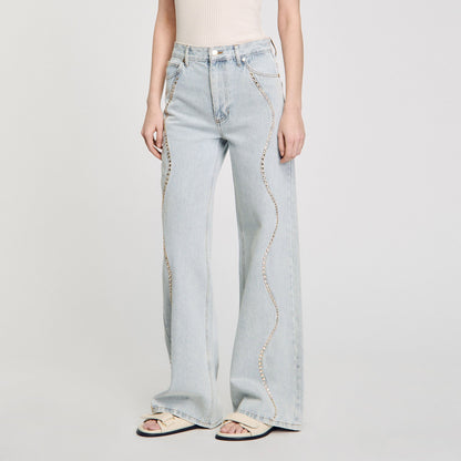 Sandro Jeans with rhinestone stripes Light Bu Jean