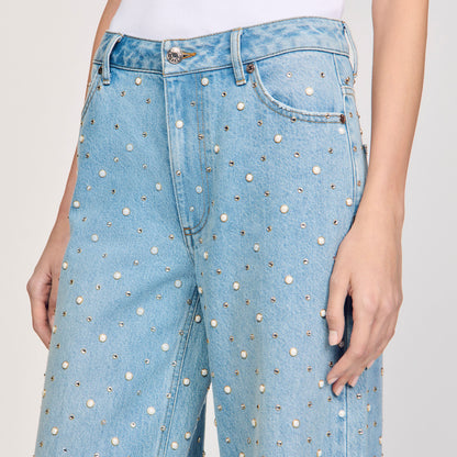 Sandro Rhinestone and beaded jeans Blue Jean